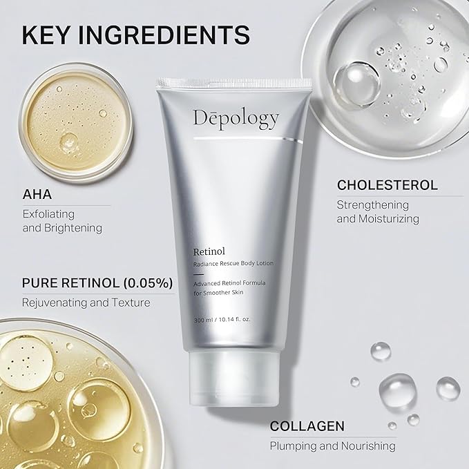 Ultra-Size Firming Retinol Body Lotion for Crepey Skin & Keratosis Pilaris with 0.05% Retinol, AHA, Collagen, Body Cream, Anti Aging Moisturizer 10.14 fl oz-BrightBean Baby