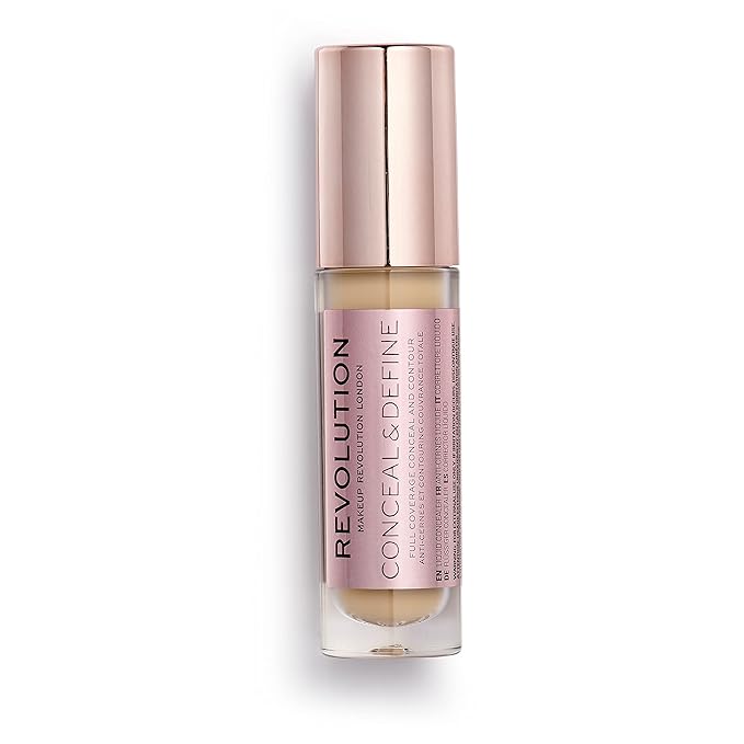 Makeup Revolution Conceal and Define Concealer, Full Coverage & Matte Finish, C9.2 for Medium/Tan Skin Tones, Vegan & Cruelty-Free, 0.7 Fl Oz-BrightBean Baby