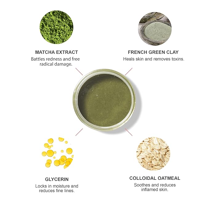 100% PURE Matcha Oat Face Scrub Facial for Glowy Radiant Skin Exfoliator & Pore Minimizer Natural Skincare for Women & Men, Vegan - 3 oz-BrightBean Baby