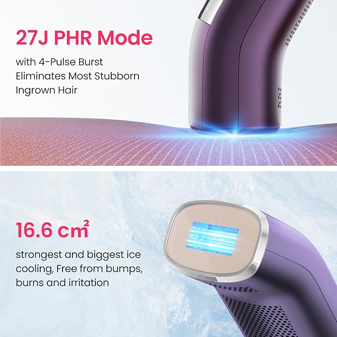 IPL Laser Hair Removal for Women and Men, 2 Lights, 2℃, 16.6 cm² Sapphire Ice Cooling for Sensitive Skin, 4-Pulse Mode for Ingrown Hair, Bikini, Face, Body Permanent Epilator Home Hair Removal Device-BrightBean Baby