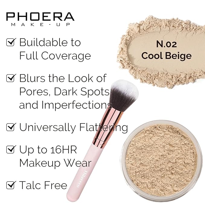 PHOERA Foundation Full Coverage Makeup, Mushroom Head Air Cushion CC Cream Natural Foundation Set,PHOERA Concealer, PHOERA Primer, PHOERA Powder, Foundation Brushes (103 Warm Peach+ 03 Warm Nude CC)-BrightBean Baby