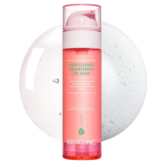 [K-Beauty] Rose Vitamin Oil to Foam - All-in-One Korean Face Wash OilBased Foaming Facial Cleanser - Pore Minimizing & Blackhead Remover - Makeup Deep Cleansing Oil for All Skin Types (3.88 fl oz)-BrightBean Baby