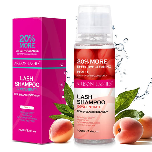 ARISON LASHES Lash Shampoo Concentrate for Lash Extensions 100ML Eyelash Cleanser Concentrate Oil-Free Eyelash Extension Shampoo with Salon Home Care(Peach)-BrightBean Baby