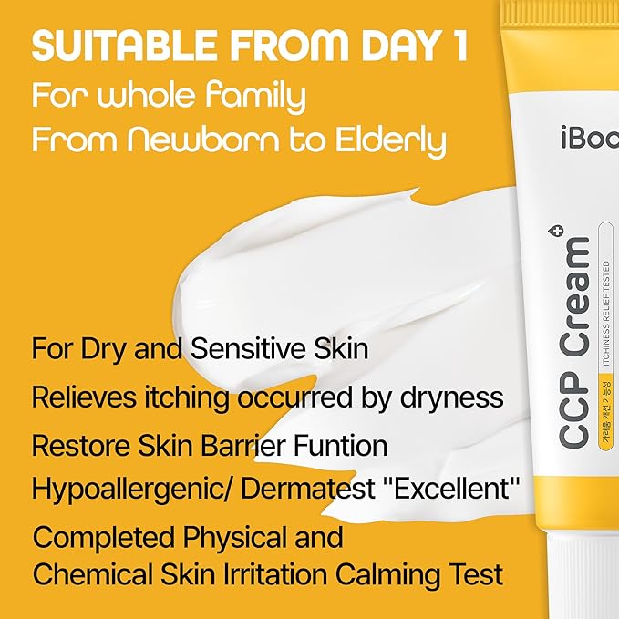 CCP Cream - 1.96 fl Oz - Barrier Hydrating & Moisturizing Cream with Ceramide, Centella asiatica extract and Panthenol for Kid & Adult, Hypoallergenic, Dermatest EXCELLENT-BrightBean Baby