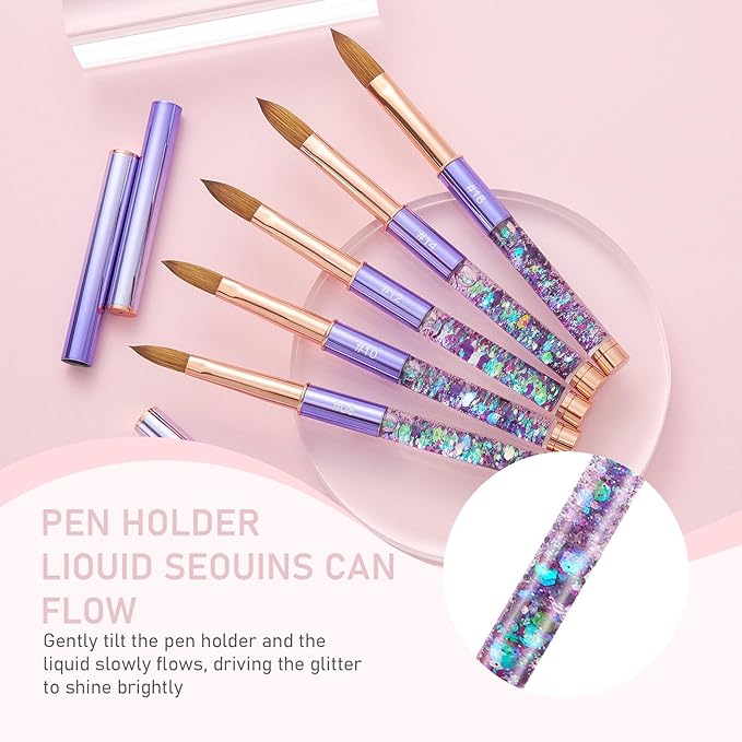 Acrylic Nail Brush Size #12, KEMEISI 100% Pure Kolinsky Nail Art Brushes Sturdy Handle Oval Shaped Acrylic Powder Nail Design Tools for Professional Manicure DIY Home Salon (Purple)-BrightBean Baby