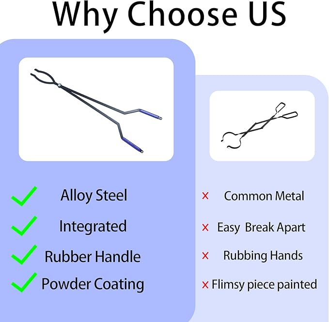 40” Heavy Duty Fire Tongs Firewood Grabber with Scissor Shape Serrated, Large Fire Pit Tool Outdoor/Indoor Bonfire Campfire Fireplace Tongs, A Pair of Gloves