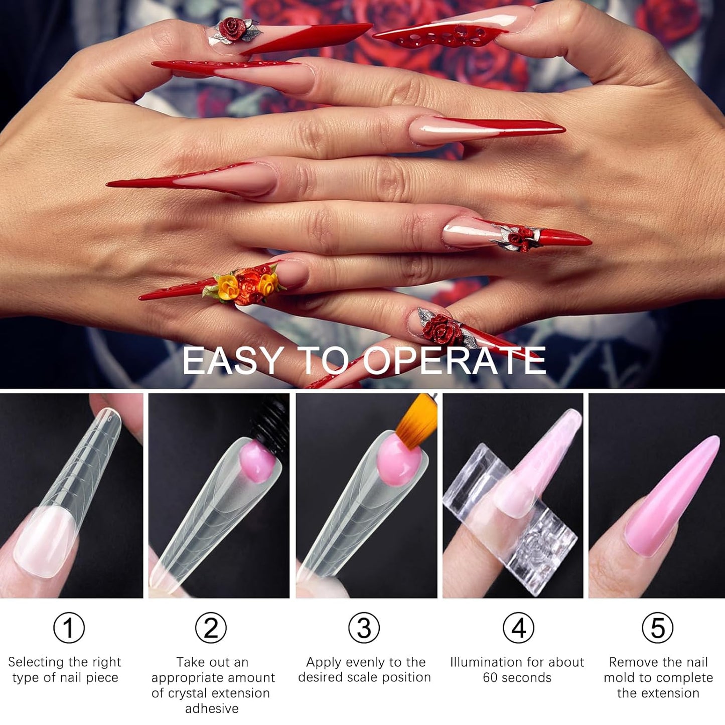 120 Pcs Dual Nail Forms 12 Sizes Half Matte Extension Poly Nail Gel Full Cover Nail Molds With Scale Builder Coffin Nail for Gel Manicure Nail Art Design Salon DIY at Home-BrightBean Baby