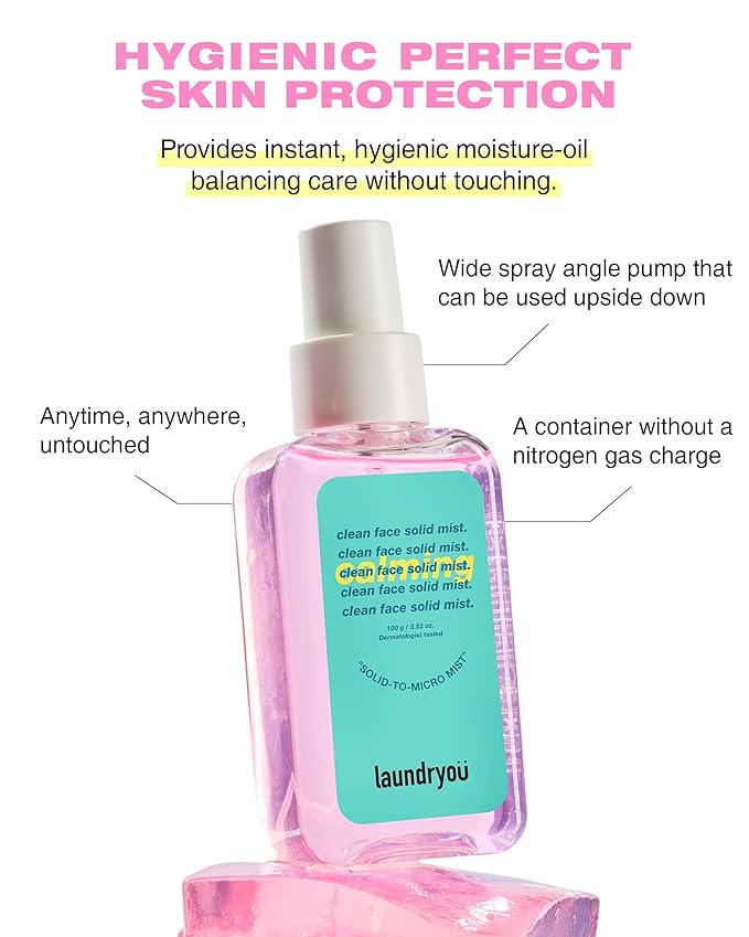 Clean Face Solid Mist - Calming, Hydrating, and Moisturizing Gel-To-Mist Dermatologist Tested Hypoallergenic Facial Spray for Redness Relief and Soothing Irritated Skin - (3.38 fl. oz.)-BrightBean Baby