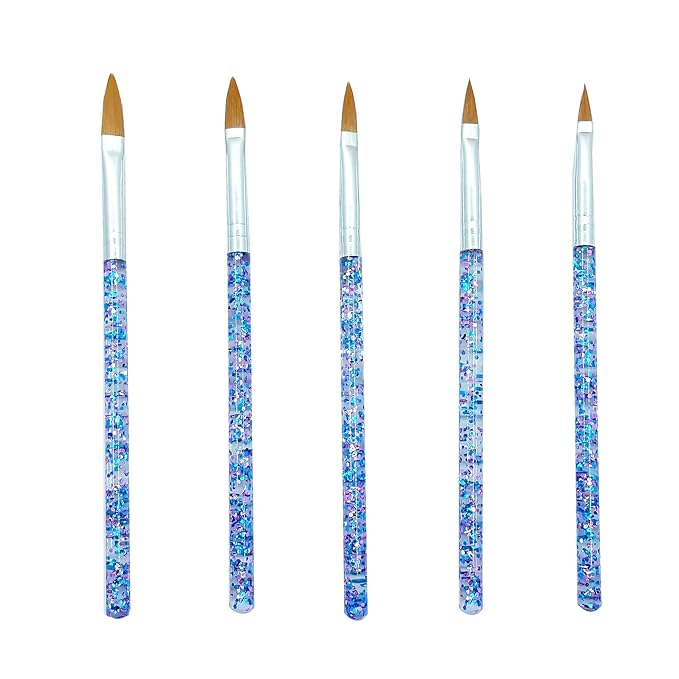 5pcs Nail Art Brushes Set, Nail Art Design Pen Painting Tools with Nail Extension Gel Brush, Nail Polish Brush, Builder Nail Gel Brush, Nail Dotting Pen Salon at Home Diy Manicure (Blue)-BrightBean Baby