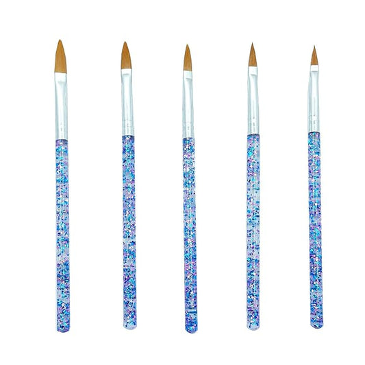 5pcs Nail Art Brushes Set, Nail Art Design Pen Painting Tools with Nail Extension Gel Brush, Nail Polish Brush, Builder Nail Gel Brush, Nail Dotting Pen Salon at Home Diy Manicure (Blue)-BrightBean Baby