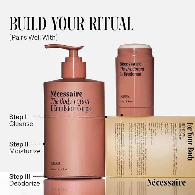 Nécessaire The Body Lotion with Pump. Olibanum. Multi-Peptide Firming to Moisturize + Strengthen. 2.5% Niacinamide, Vitamin C/E + Omega 6/9. Notes of Vanilla, Fig Leaf, & Cassis Buds. 450ml/15.2 fl oz-BrightBean Baby