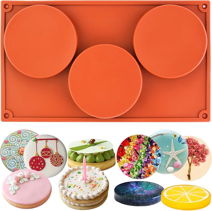 Funshowcase Large Round Disc Candy Silicone Mold 3-Cavity