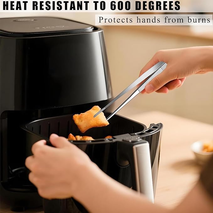 Kitchen Tweezers Tongs, Cooking Tweezers Stainless Steel - 12-inch Ideal for Grilling Meat, BBQ, Pasta, Plating, and Pinching Delicate Small Pieces of Food, Set of 2