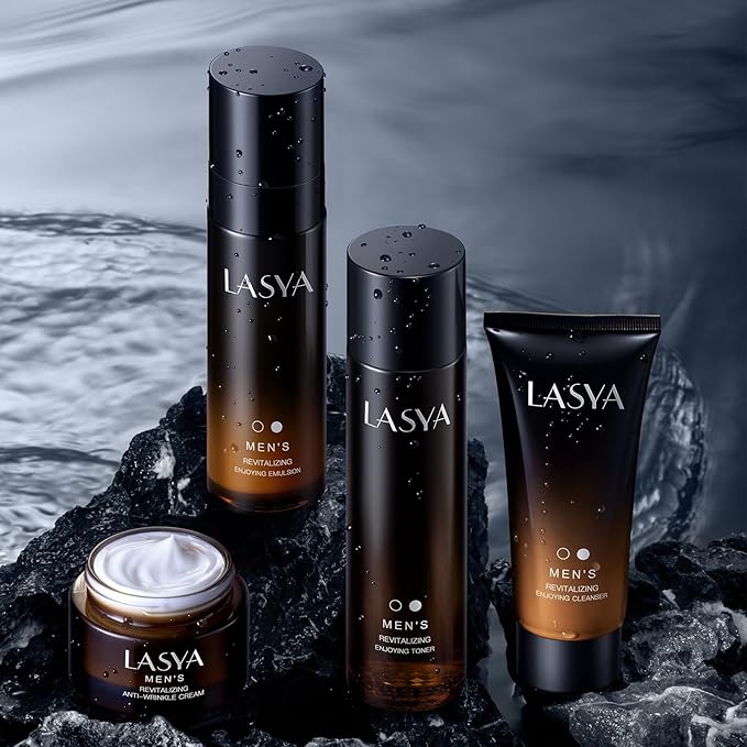 Anti Aging Skin Care Set for Men,Reduce Wrinkles & Hydrate Mens Skin Care Kit Cleanser,Toner,Lotion,Face Cream,Complete Skincare Process for Men Unique Skin Care Sets & Kits(4-Pcs)-BrightBean Baby