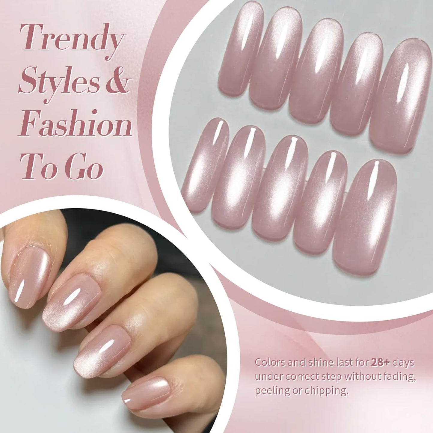 Born Pretty Cat Magnetic Eye Gel Nail Polish, Translucent Milky Pink Cat Magnetic Gel, Jelly Glitter Off Nail Art Salon Manicure Home Gift 15ml-BrightBean Baby