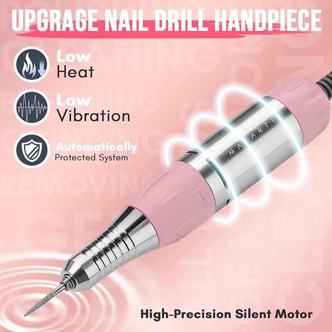 Makartt Nail Drill - Portable Electric Nail File Machine Geneviere E File Pink JD700 Professional 30000RPM Manicure Drill for Acrylic Nails Poly Nail Gel Polish Beauty Gift-BrightBean Baby