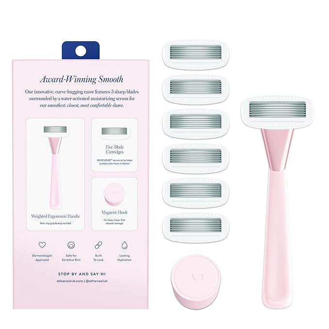 Women's Razor Shave Kit, 1 Rose Razor Handle + 6 Blade Refills-BrightBean Baby