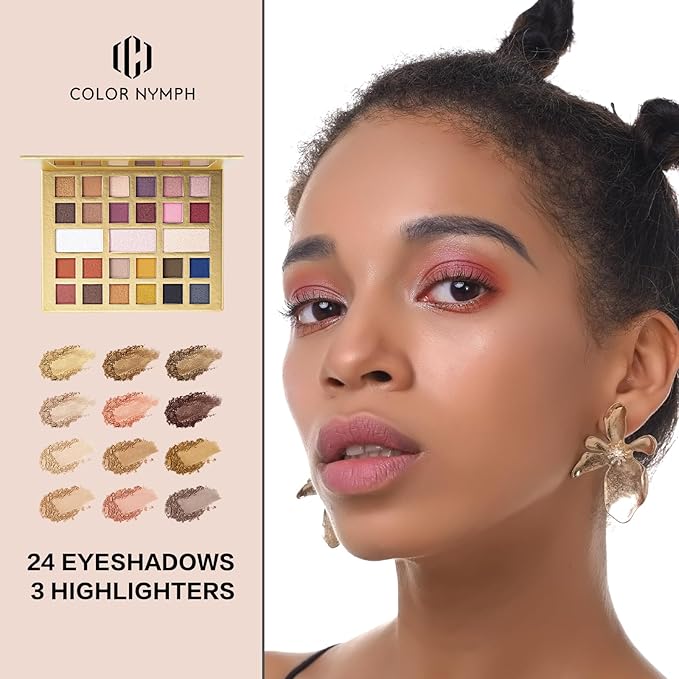 Color Nymph All-in-One Makeup Kit - Perfect Set for Women, Teens, and Beginners! Travel-Friendly Palette with 24 Eyeshadows, Lip Glosses, Brushes, and Mirror - Your Ultimate Makeup Solution!-BrightBean Baby