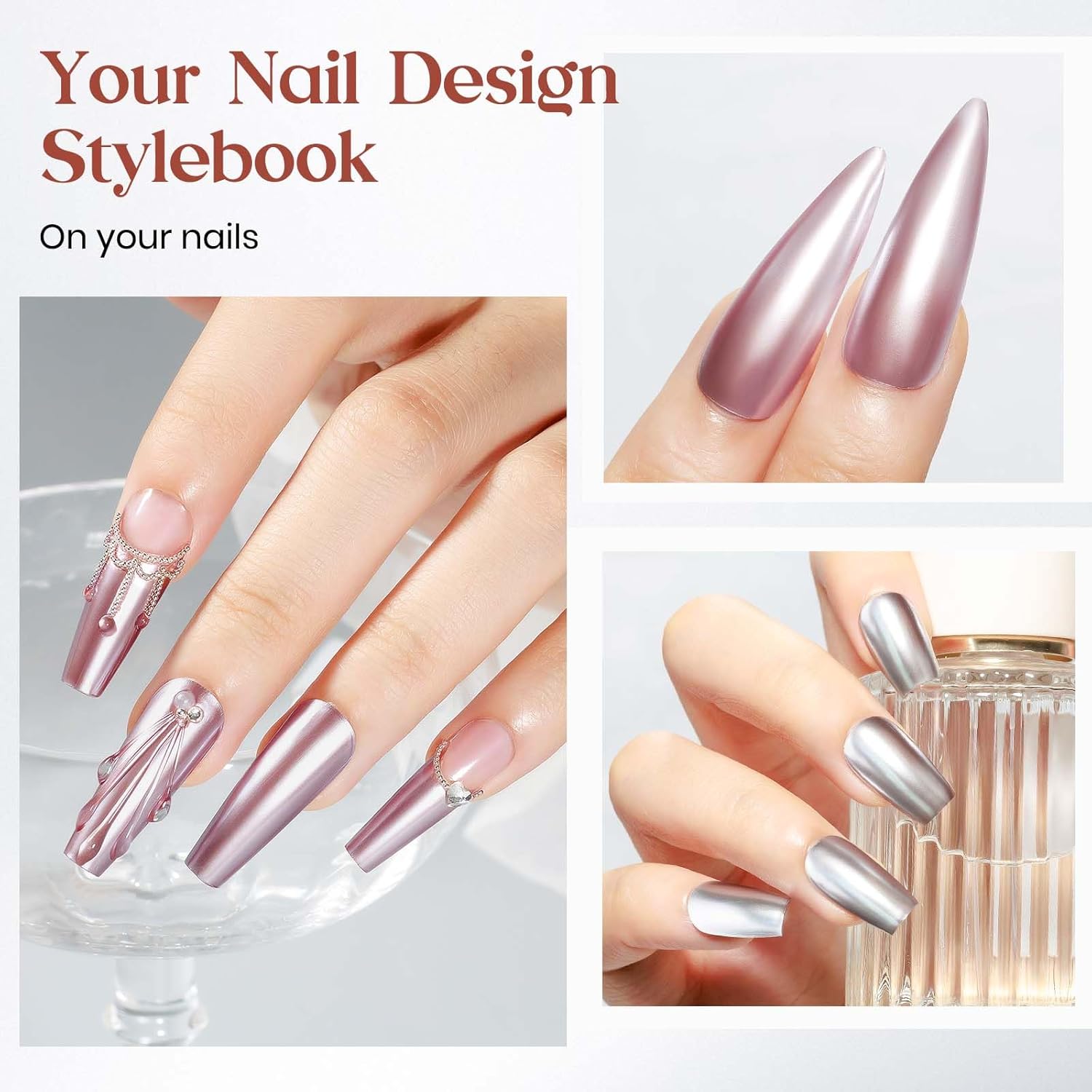 MIZHSE Pink Mirror Nail Polish, Quick Dry Metallic Nail Polish, Air Dry Fast Chrome Nail Lacquer Bright Color Oil-based Nail Art Manicure DIY Home-BrightBean Baby