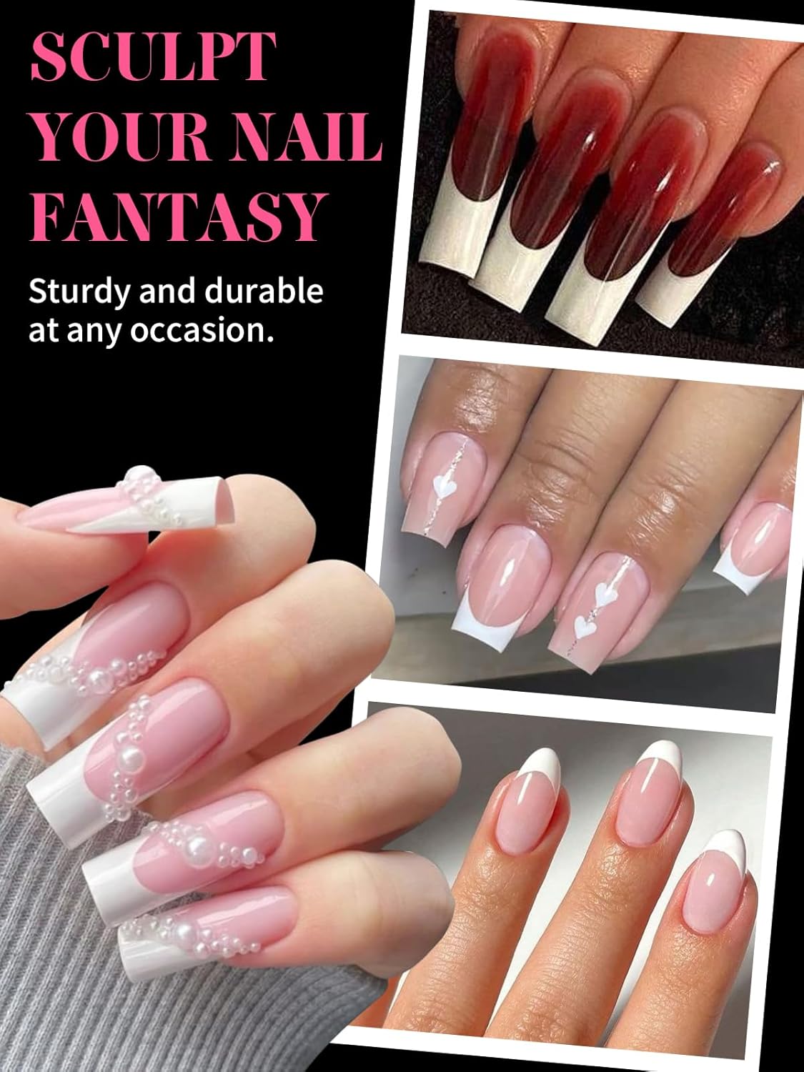 EBANKU Dual Nail Forms for Poly Extension Gel, 150 PCS Clear Square Nail Molds Reusable 15 Sizes Nail Extension Forms for Builder Gel Manicure Design Salon DIY-BrightBean Baby