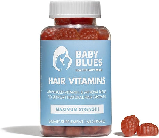 Baby Blues Postpartum Hair Loss Vitamins - Passion Fruit Gummies with Biotin, Collagen, & Folate-BrightBean Baby