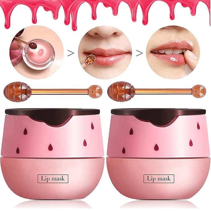 2 Pack Strawberry Lip Mask Strawberry Lip Balm Pot Propolis Moisturizing Hydrating Lip Sleeping Mask Prevention Dry and Cracked Lip Scrubs Exfoliator (2-Strawberry)-BrightBean Baby