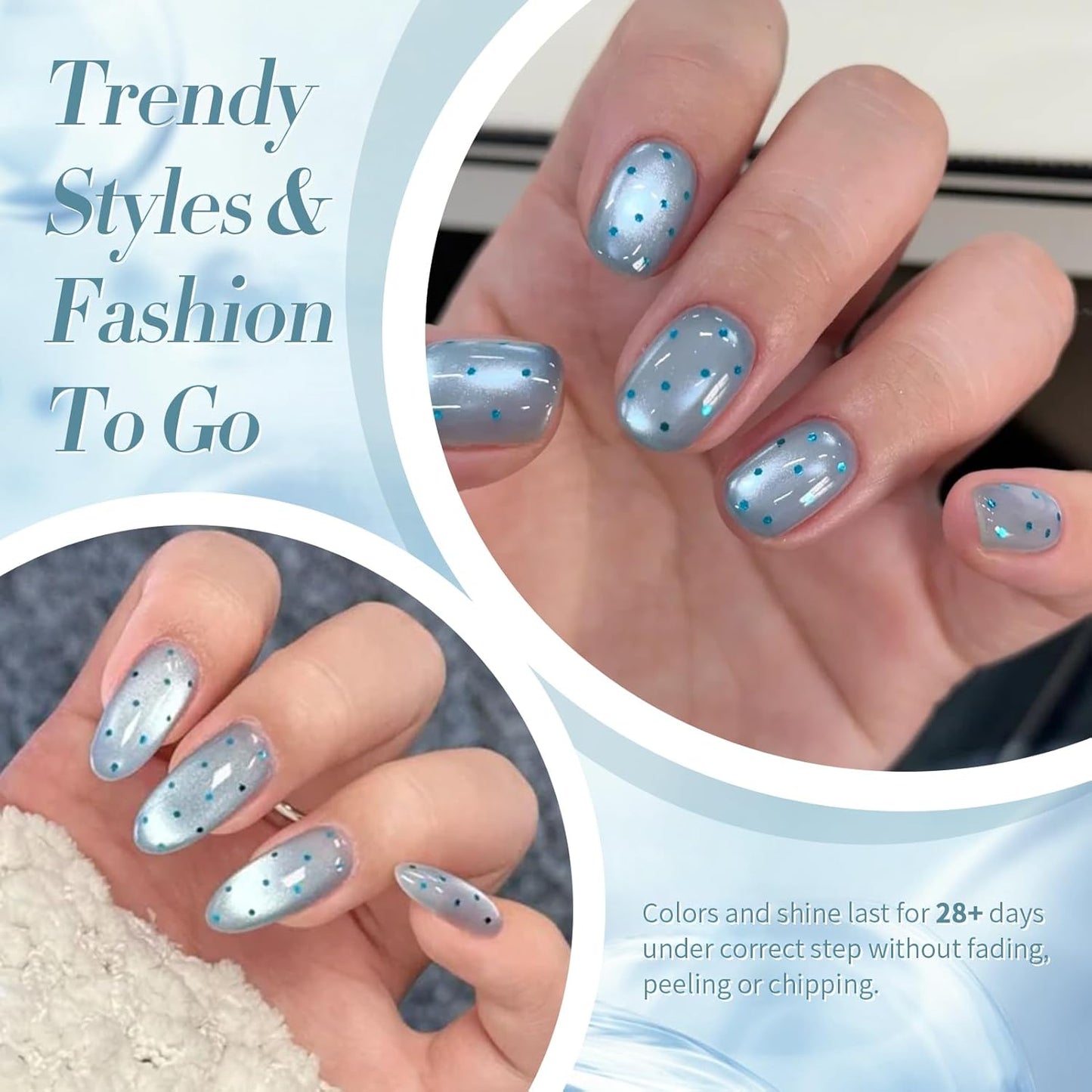 BORN PRETTY Cat Magnetic Eye Gel Nail Polish, Blue Glitter Cat Magnetic Gel Nail Polish, Crescent Bay Magnetic Nail Polish for Nail Art Manicure Salon DIY at Home 15ML-BrightBean Baby