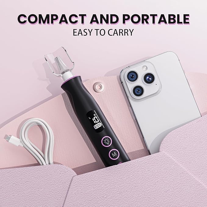 Electric Nail Drill, Cordless 2000 mAh Rechargeable Portable Nail File 12 in 1 Kit for Thick Toenails, 10 Speeds Nail Dril Machine Professional Manicure Pedicure for Hand Natural Nails Care (Black)-BrightBean Baby