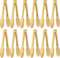 12 Pack Stainless Steel Buffet Tong Gold Serving Tongs 9 Inch Buffet Utensils Heavy Duty Durable Clamps Metal Kitchen Clip for Salad Steak Wedding Party Banquet Gathering