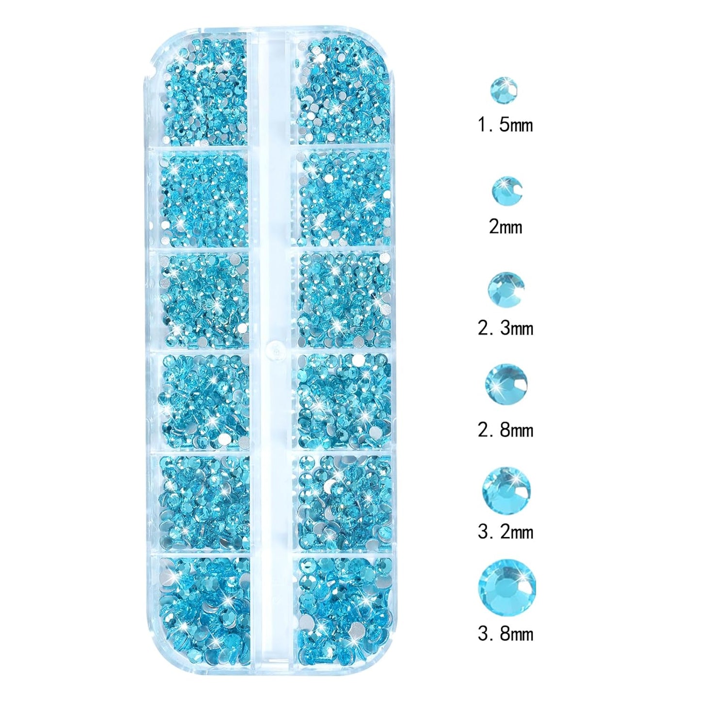 HNUIX Nail Rhinestones - 3D Multi Shape Size Crystal, Aquamarine Nail Gems, Flat Back, with Kit, for Nail Art, DIY Decorations-BrightBean Baby