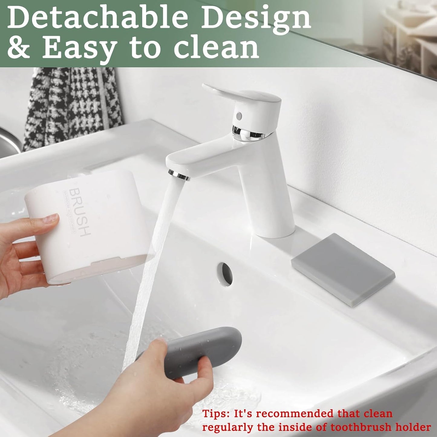 Chintu Toothbrush and Toothpaste Holder with Divider for Bathroom Countertop Organizer, Detachable for Easy Clean,Electric Toothbrush Holders Storage Caddy for Family (White/Gray)-BrightBean Baby