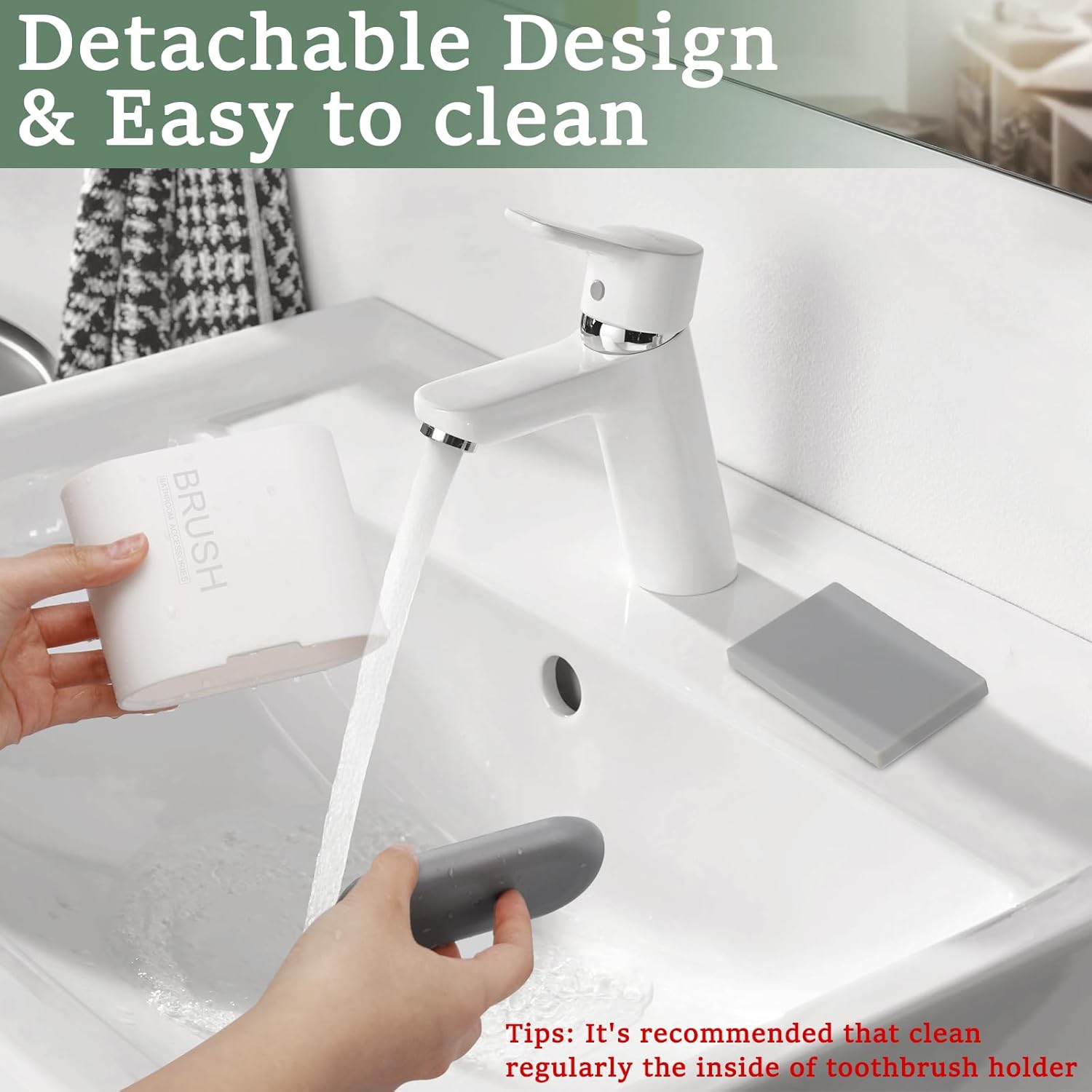 Chintu Toothbrush and Toothpaste Holder with Divider for Bathroom Countertop Organizer, Detachable for Easy Clean,Electric Toothbrush Holders Storage Caddy for Family (White/Gray)-BrightBean Baby