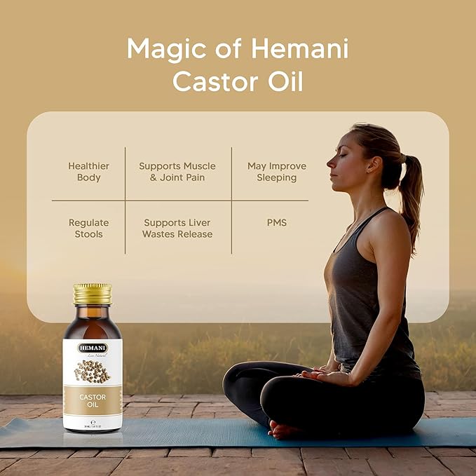 Hemani Castor Oil Ricinus communis - 30mL | Natural Skin & Hair Care, Pure Cold-Pressed Oil for Radiant Glow, Anti-Aging, Hydration & Wellness.-BrightBean Baby