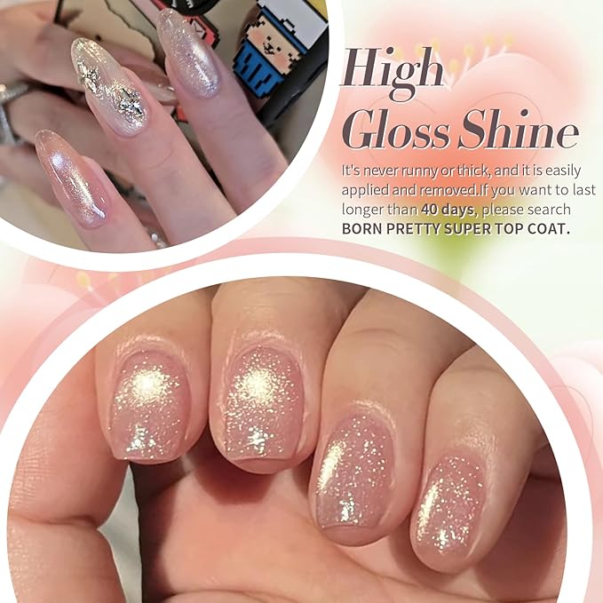 Born Pretty Cat Magnetic Eye Gel Nail Polish Spring Summer Pastel Shimmer Glitter Holographic Cat Magnetic Eye Gel Crystal Glass Cat Magnetic Gel Polish Manicure Nail Art DIY at Home 6PCS-BrightBean Baby