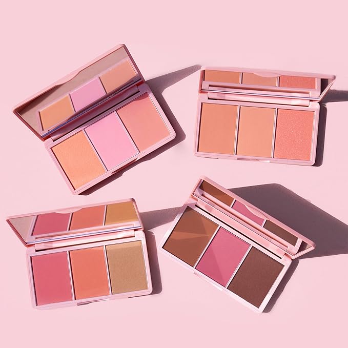 KimChi Chic Beauty Cheeky 3Some Blush Trio, Blush Makeup Palette with 3 Colors, Use Individually or Blend All Shades for Custom Look, 01 Just A Pinch, 0.47 oz-BrightBean Baby