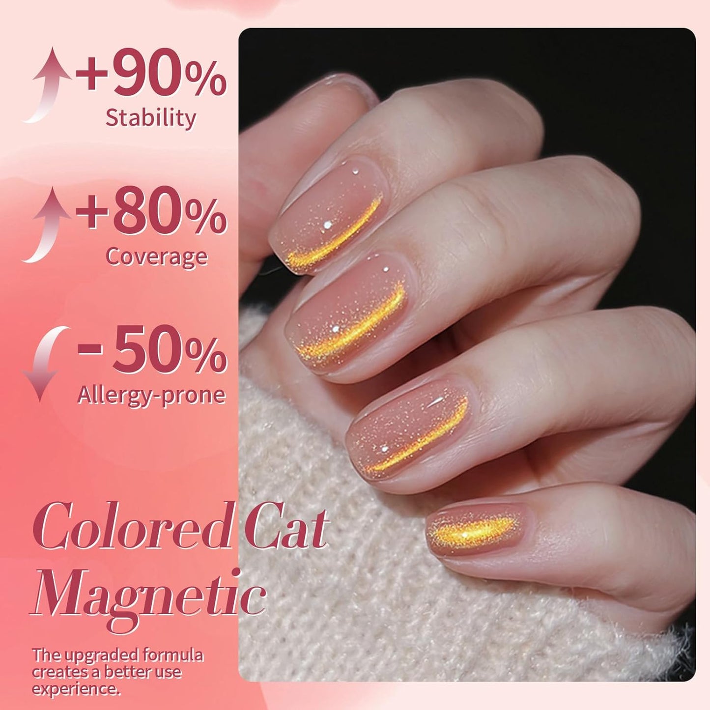 Born Pretty Cat Magnetic Eye Gel Nail Polish Rainbow Aurora Cat Magnetic Gel Polish Firefly Red Gold Cat Magnetic Eye Gel Manicure Nail Art DIY 15ml-BrightBean Baby