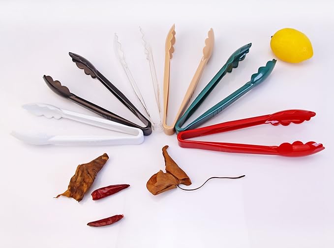 New Star Foodservice 35551 Utility Tong, High Heat Plastic, Scalloped, 12 inch, Set of 12, White