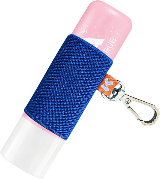 LipBalm Holder with Keychain, Lipstick Holder Keychain, Lip Gloss Holder Keychain, Never Lose Your Lip Balm, Lip Gloss or Lipstick with Cute Elastic Lip Balm Keychain Holder (Blue)-BrightBean Baby