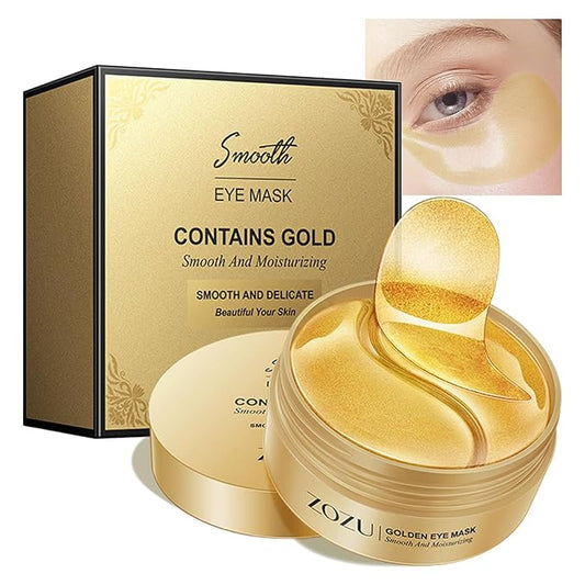 24k Gold Under Eye Patches,60PCS Collagen Eye Masks for Puffy Eyes,Dark Circles,Reduce Wrinkles,Natural Refresh Revitalizing Eye Skin Care Products-BrightBean Baby
