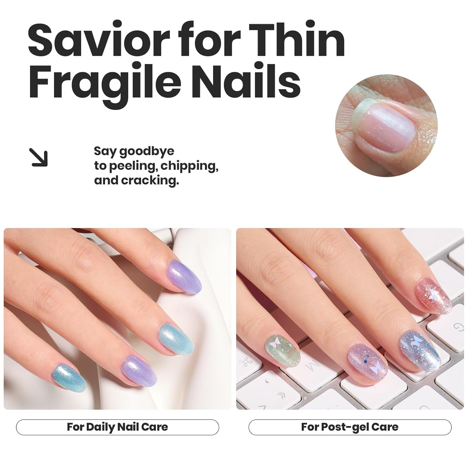 Beetles Glitter Nail Polish Set 6 Colors Glitter Fairy Gleam Quick Dry Nail Polish Shimmer Pink White Green Blue Purple Nail Lacquer Kit Fingernail Polish Diy Nail Art Gift For Women Girls-BrightBean Baby