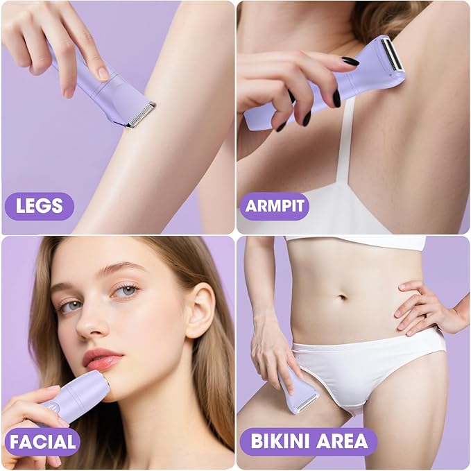 Bikini Trimmer Electric Razors for Women,3 in 1 Body Hair Removal Kit for Face,Pubic,Arm, Leg, Armpit, Bikini Trimmer,Painless IPX6 Waterproof Rechargeable Portable Lady Shavers Wet & Dry Gifts-BrightBean Baby