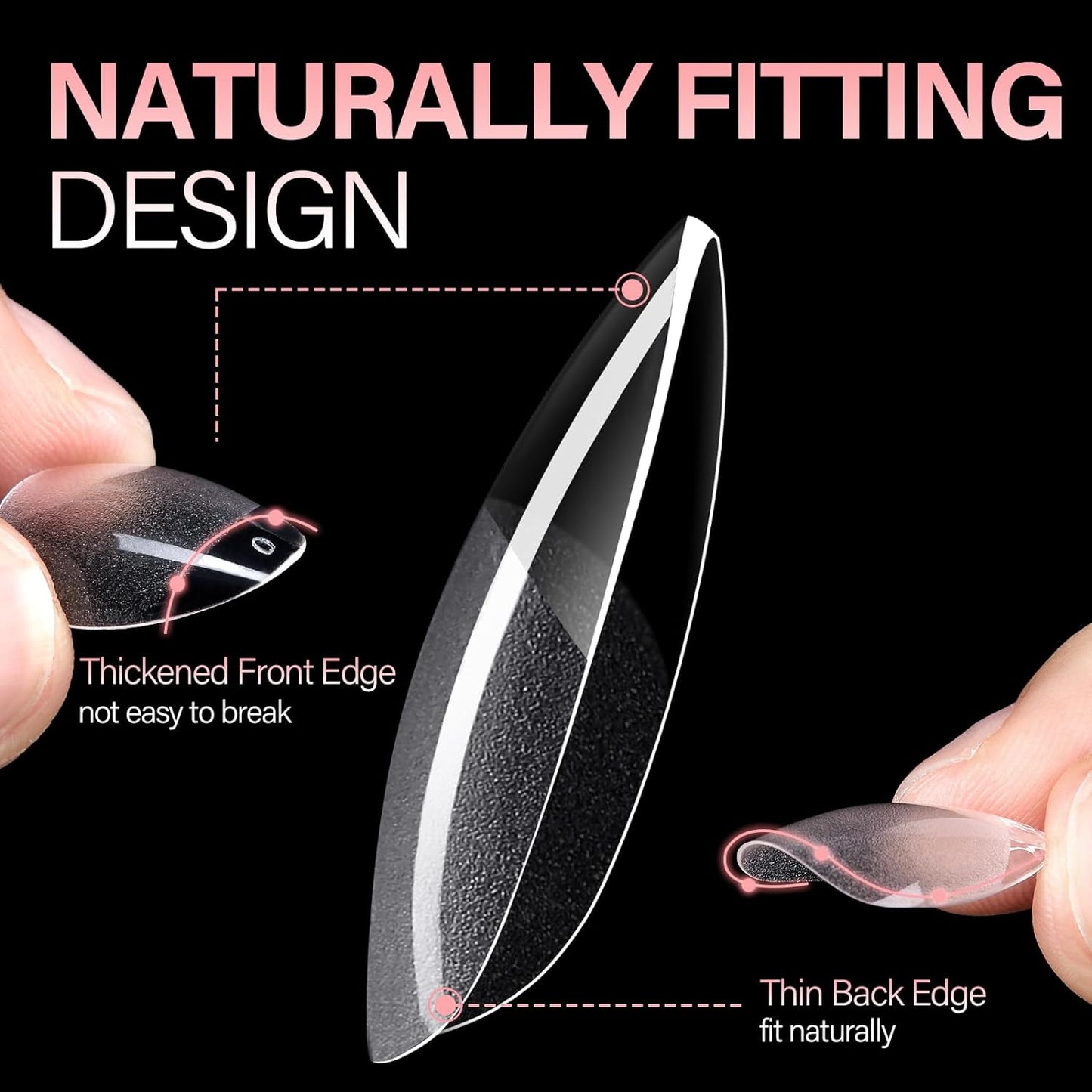 AILLSA Short Almond Nail Tips Pre-Shaped Acrylic Nail Tips Half Matte Full Cover Nails Tips Clear Gelly Press on Flase Tip Nail for Extension Nail Manicure Home DIY 240PCS 15Sizes-BrightBean Baby