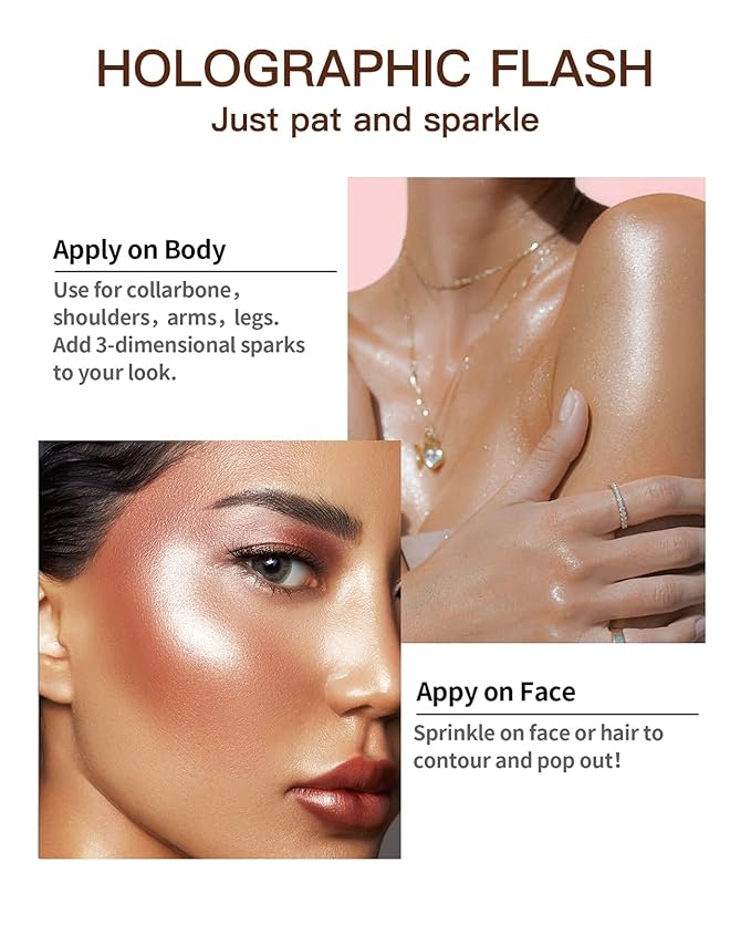 Fairy Highlight Puff Stick Highlight Patting Powder - Multi-Functional Shimmer Powder for Illuminating and Brightening Your Face and Body (#03 Gold Brown)-BrightBean Baby