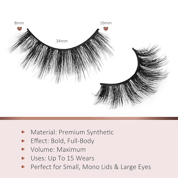 Fake Lashes False Eye Lashes Mink False Eyelashes Natural Cat Eye Lashes Fluffy Fake Eyelashes 16MM Lashes A25-BrightBean Baby