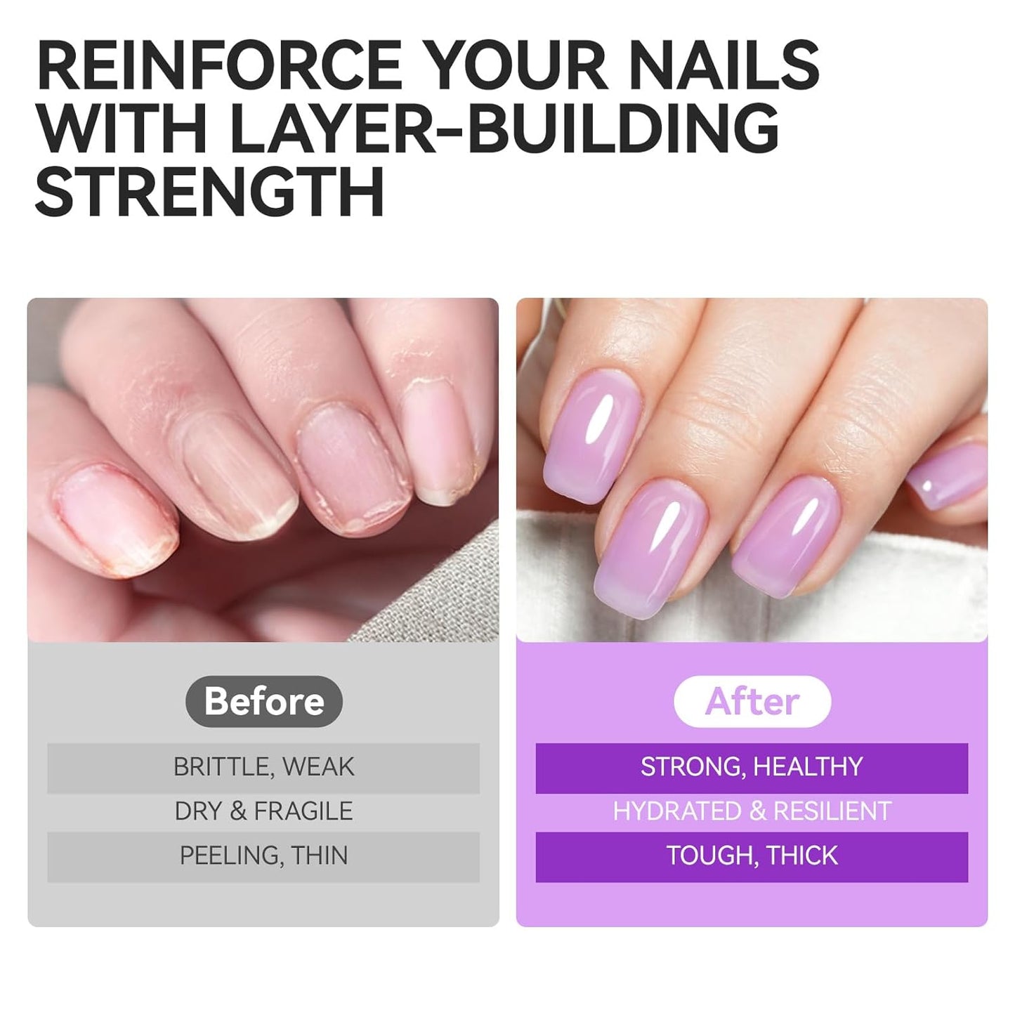 Nail Polish Strengthener and Growth: Lavender Haze Gelike EC 6 in 1 Natural Hardener - Long Lasting Nail Polish Hardener Extra Strong and Growth for Daily Work Home Salon-BrightBean Baby