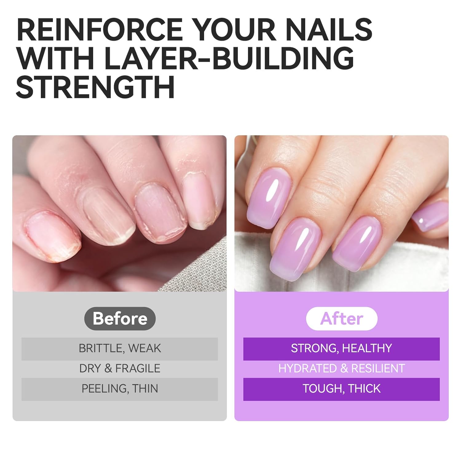 Nail Polish Strengthener and Growth: Lavender Haze Gelike EC 6 in 1 Natural Hardener - Long Lasting Nail Polish Hardener Extra Strong and Growth for Daily Work Home Salon-BrightBean Baby