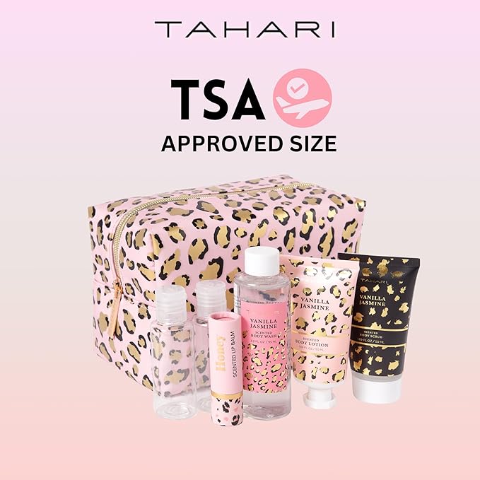 Tahari Spa Gift Set for Women, Vanilla Jasmine Spa Set, Bath Kit for Women Gift Set Includes Body Lotion, Body Wash, Hand Cream, Lotion Gift Set for Women, Birthday Gifts For Women - (Leopard)-BrightBean Baby