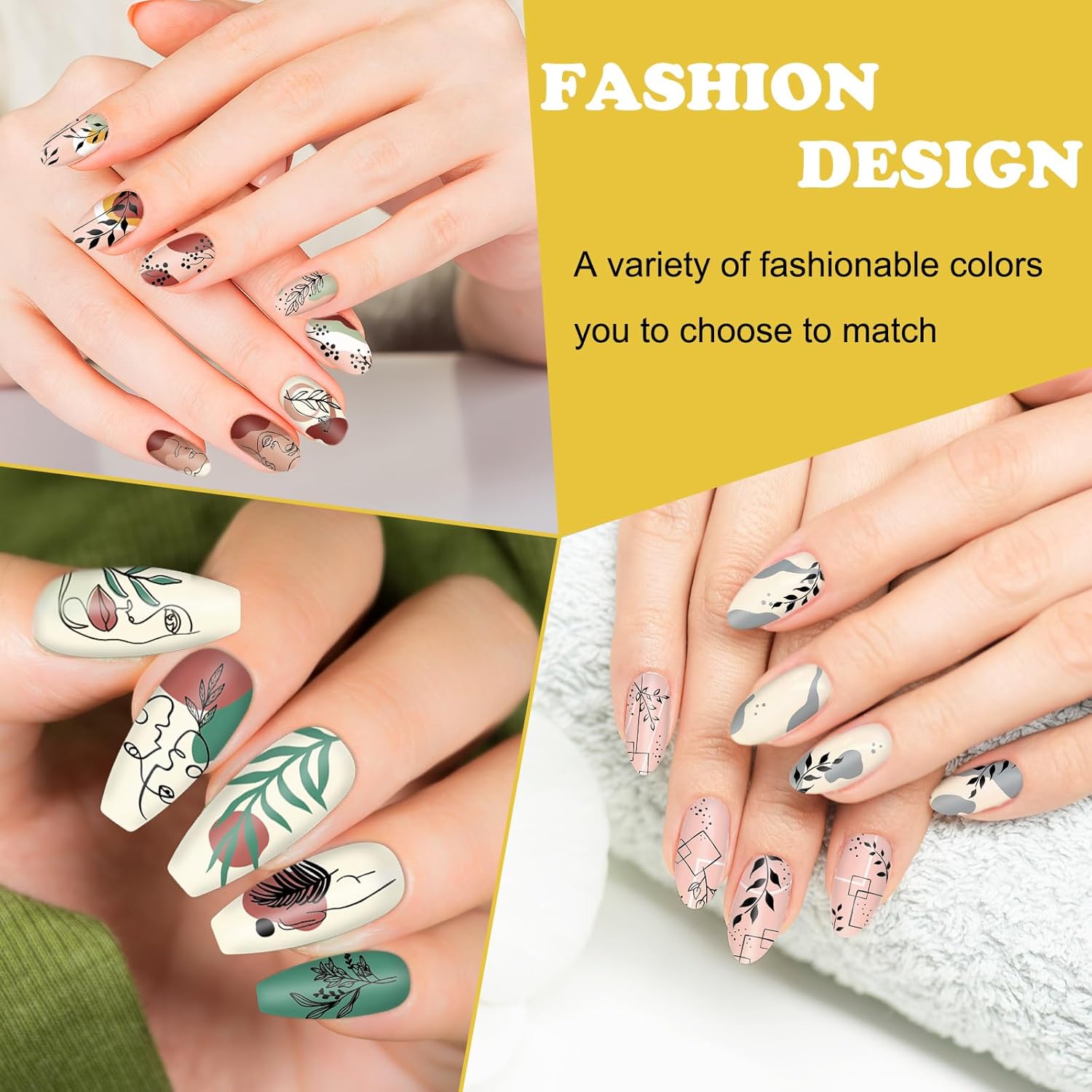 Whaline 6Pcs Abstract Lady Face Nail Plates Stamping Set Boho Plant Stamp Templates Nail Art Plates for DIY Print Manicure Salon Design Gift Supplies-BrightBean Baby