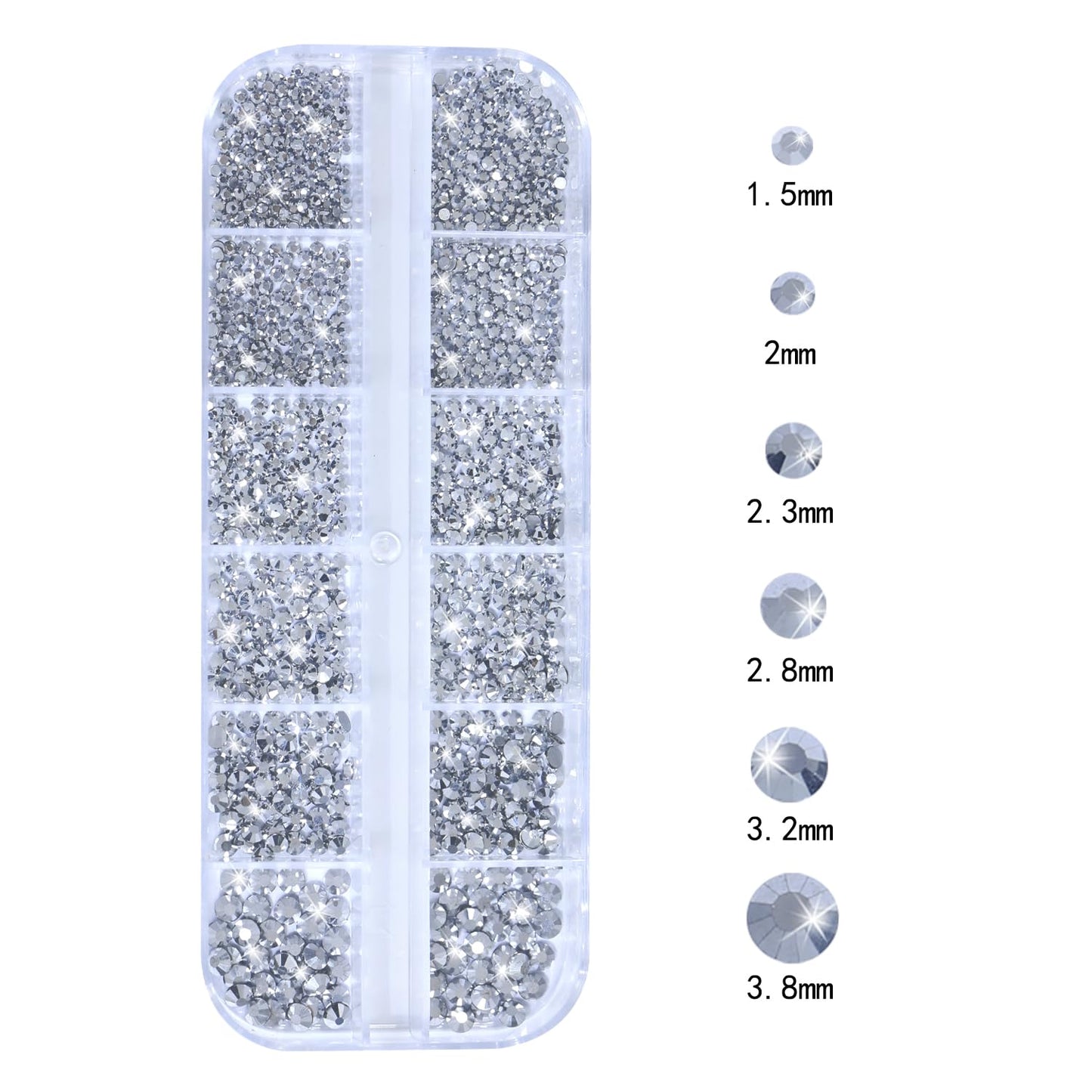 HNUIX Nail Rhinestones - 3D Multi Shape Size, Silver Nail Gems and Charms, Flat Back Crystal, with Kit, for Nail Art, DIY Decorations-BrightBean Baby