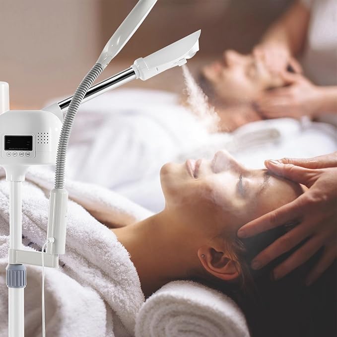 Professional Facial Steamer 2 in1 Steamer for Face 5X LED Magnifying Lamp Facial Steamer for Esthetician Beauty Face Equipment Use at Home or Salon（White）-BrightBean Baby